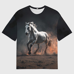 Футболка оверсайз женская Белая лошадь, цвет: 3D-принт