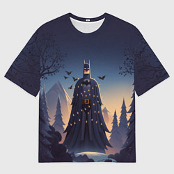 Футболка оверсайз женская Новогодний Бэтмен, цвет: 3D-принт