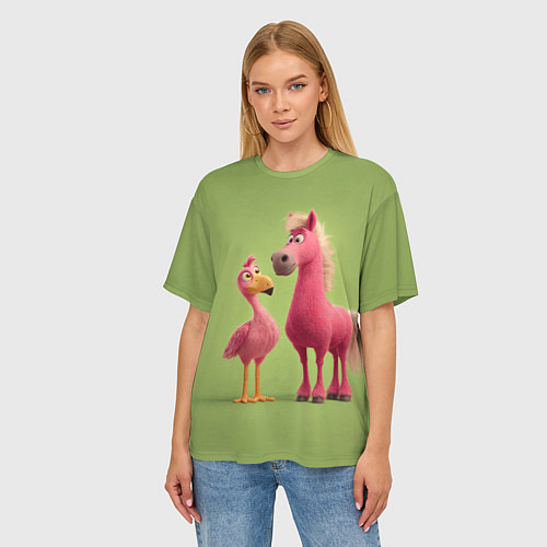 Женская футболка оверсайз Розовые они такие / 3D-принт – фото 3