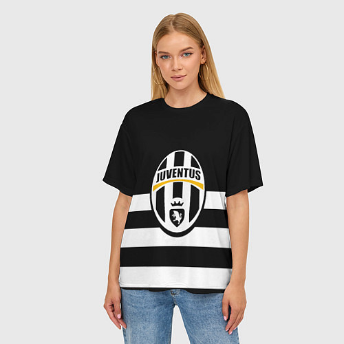 Женская футболка оверсайз Juventus линии / 3D-принт – фото 3