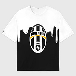 Футболка оверсайз женская Juventus капли красок, цвет: 3D-принт