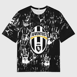 Футболка оверсайз женская Ювентус текстура руки краски, цвет: 3D-принт