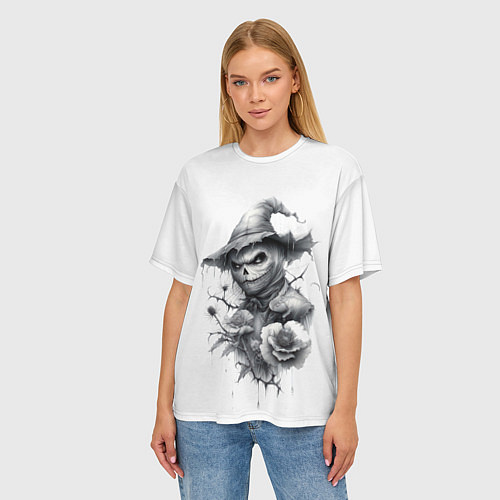 Женская футболка оверсайз Eerie Scarecrow / 3D-принт – фото 3