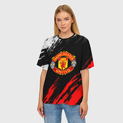 Футболка оверсайз женская Манчестер Юнайтед x Ювентус краски, цвет: 3D-принт — фото 2