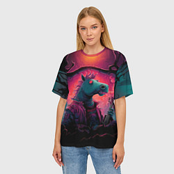 Футболка оверсайз женская Лошадь рок стиль, цвет: 3D-принт — фото 2