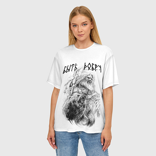 Женская футболка оверсайз Древний воин с топором - быть добру / 3D-принт – фото 3