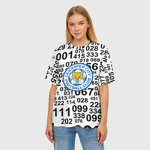 Женская футболка оверсайз Лестер сити цифры символы / 3D-принт – фото 3