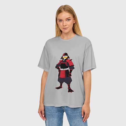 Женская футболка оверсайз Утка-самурай / 3D-принт – фото 3