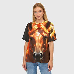 Футболка оверсайз женская Портрет огненной лошади, цвет: 3D-принт — фото 2