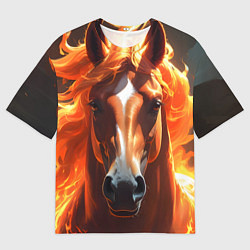 Футболка оверсайз женская Статная огненная лошадь, цвет: 3D-принт