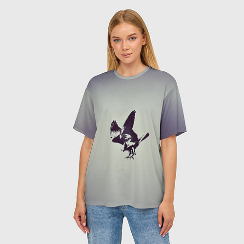 Женская футболка оверсайз Атакующий ястреб / 3D-принт – фото 3