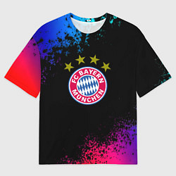 Футболка оверсайз женская Бавария Мюнхен краски неон градиент, цвет: 3D-принт