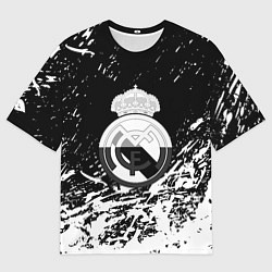 Футболка оверсайз женская Реал Мадрид краски текстура, цвет: 3D-принт