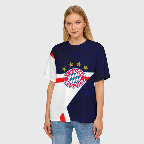 Женская футболка оверсайз Бавария звезды геометрия / 3D-принт – фото 3