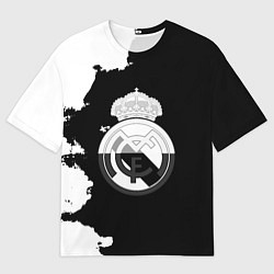 Футболка оверсайз женская Реал Мадрид черно белые краски, цвет: 3D-принт