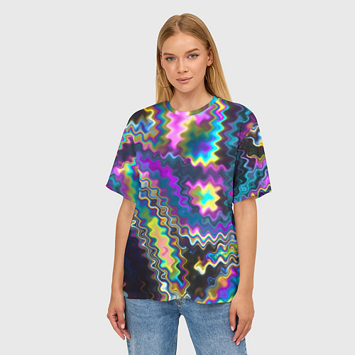 Женская футболка оверсайз Абстракция переливы / 3D-принт – фото 3