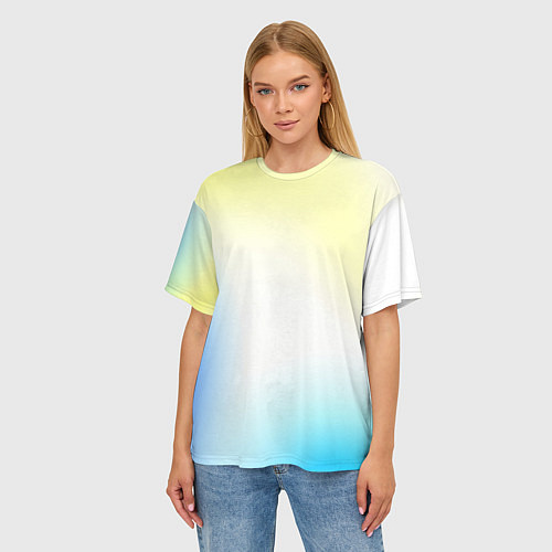 Женская футболка оверсайз Color yellow blue white / 3D-принт – фото 3