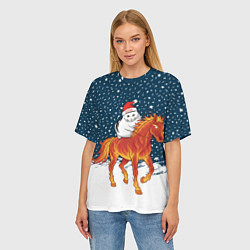 Футболка оверсайз женская Кот Бендер и огненный конь - 2026, цвет: 3D-принт — фото 2