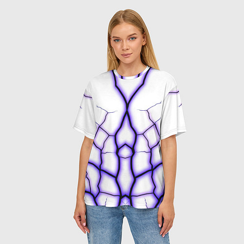 Женская футболка оверсайз Color white purple / 3D-принт – фото 3