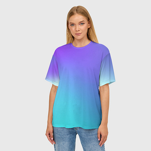 Женская футболка оверсайз Color multi-colored gradient / 3D-принт – фото 3