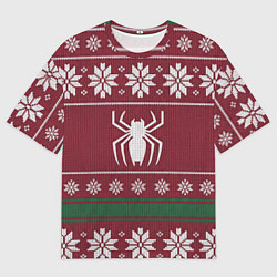 Женская футболка оверсайз Рождественский свитер Человека паука