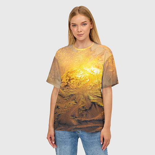 Женская футболка оверсайз Зимний закат / 3D-принт – фото 3