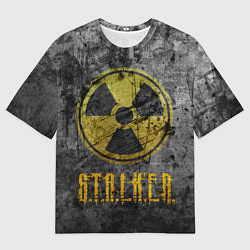 Футболка оверсайз женская Сталкер - знак на сером, цвет: 3D-принт