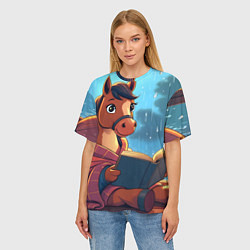 Футболка оверсайз женская Лошадка уютным вечером, цвет: 3D-принт — фото 2