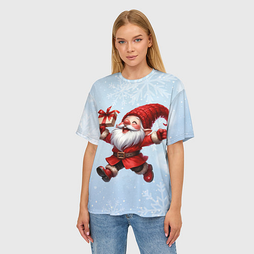 Женская футболка оверсайз Подарок от гнома / 3D-принт – фото 3