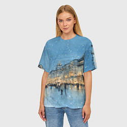 Футболка оверсайз женская Снежный вечер Санкт-Петербурга, цвет: 3D-принт — фото 2