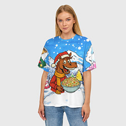 Футболка оверсайз женская Лошадка с оливье, цвет: 3D-принт — фото 2