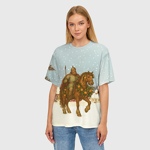 Женская футболка оверсайз Богатырь на коне 2026 / 3D-принт – фото 3