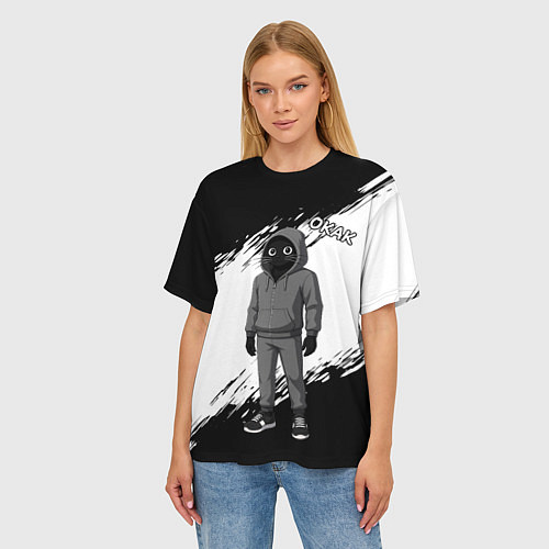 Женская футболка оверсайз Окак - кот мем / 3D-принт – фото 3