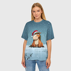 Футболка оверсайз женская Недовольная новогодняя лошадка, цвет: 3D-принт — фото 2