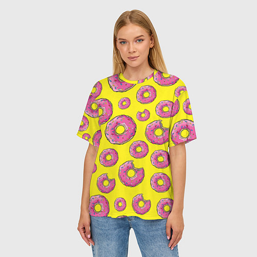 Женская футболка оверсайз Пончики Гомера / 3D-принт – фото 3
