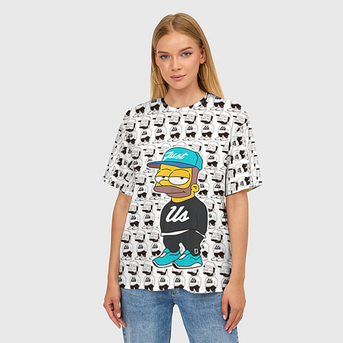 Женская футболка оверсайз Bart Just Us / 3D-принт – фото 3