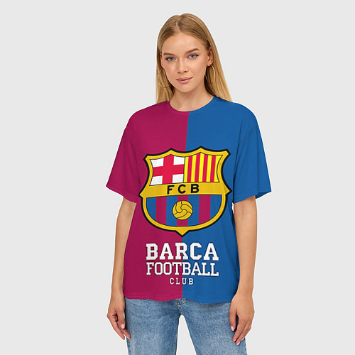 Женская футболка оверсайз Barca Football / 3D-принт – фото 3