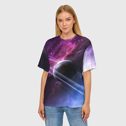 Женская футболка оверсайз Космос / 3D-принт – фото 3