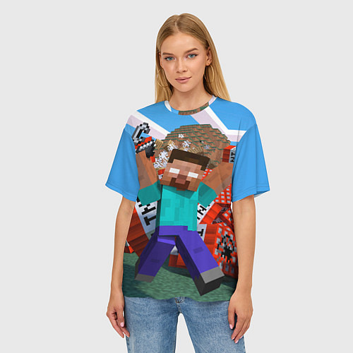 Женская футболка оверсайз Minecraft Man / 3D-принт – фото 3