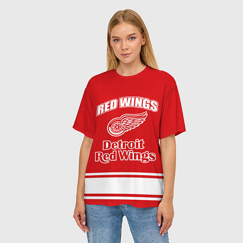 Женская футболка оверсайз Detroit red wings / 3D-принт – фото 3