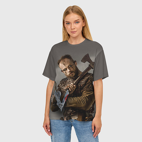 Женская футболка оверсайз Флоки / 3D-принт – фото 3