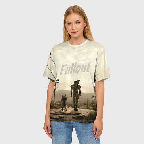 Женская футболка оверсайз Fallout City / 3D-принт – фото 3
