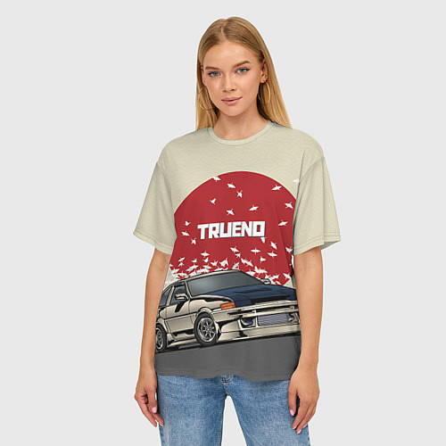 Женская футболка оверсайз Toyota Trueno ae86 / 3D-принт – фото 3