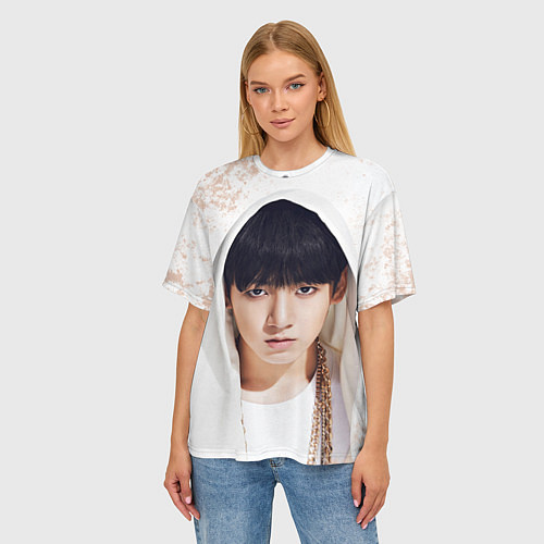 Женская футболка оверсайз Jeon Jung Kook / 3D-принт – фото 3
