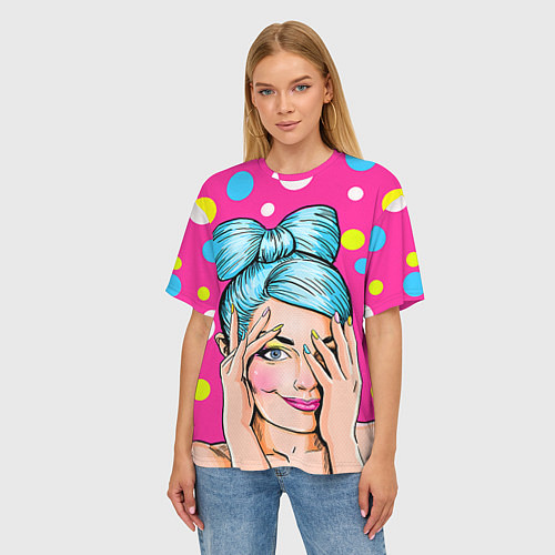 Женская футболка оверсайз POP ART / 3D-принт – фото 3