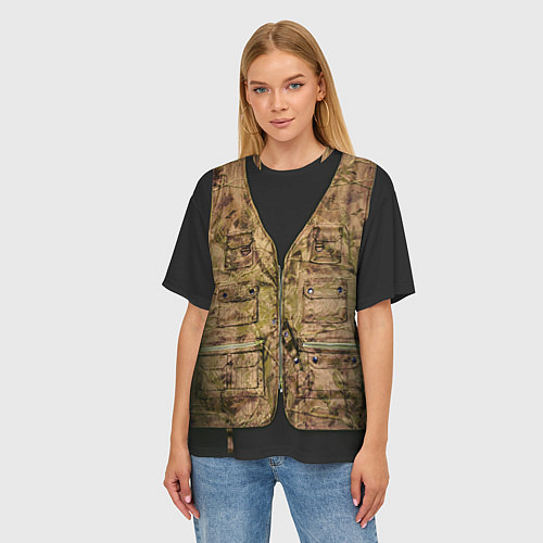 Женская футболка оверсайз Жилетка охотника / 3D-принт – фото 3