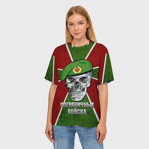 Женская футболка оверсайз Череп: Пограничные войска / 3D-принт – фото 3
