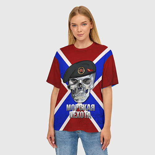 Женская футболка оверсайз Череп: Морская пехота / 3D-принт – фото 3