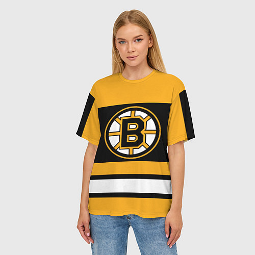 Женская футболка оверсайз Boston Bruins / 3D-принт – фото 3