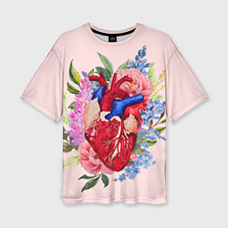 Футболка оверсайз женская Цветочное сердце, цвет: 3D-принт